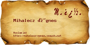 Mihalecz Ágnes névjegykártya